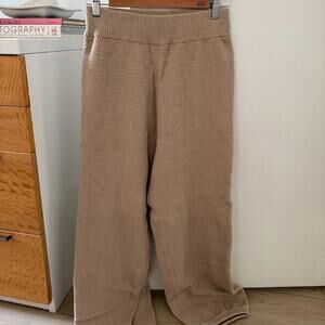 Vintage Textured Knit Pants Taupe Elastic Waist Minimalist Lounge Pants ✨